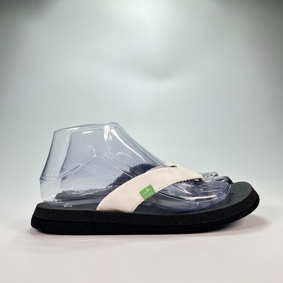 Sanuk Yoga Serenity 4 Flip Flops White Black Slip On SWS2908C Women's Size 7 - Picture 1 of 11